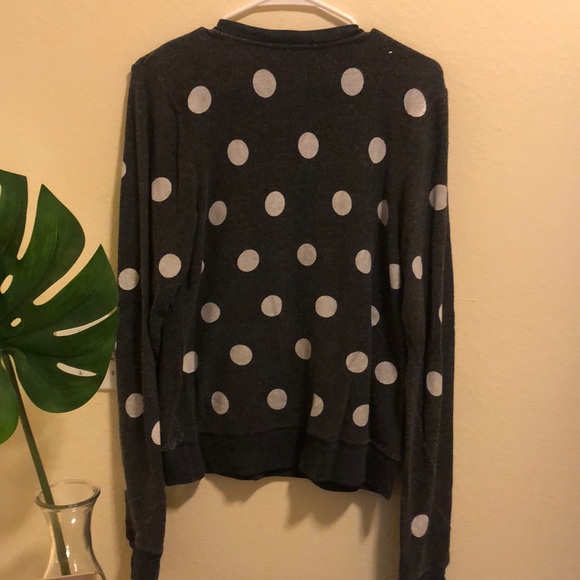 WILDFOX Polka Dot V-neck Sweatshirt - Picture 2 of 6